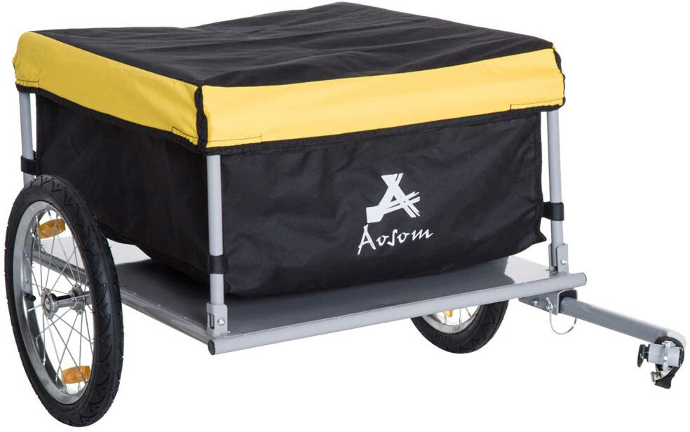 HOMCOM Vancouver Two-Wheel Bicycle Large Cargo Wagon Trailer Yellow Black;Yellow 67cm H X 73cm W X 73cm D