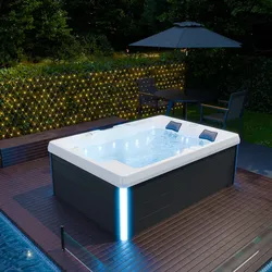 TroniTechnik® Outdoor Whirlpool Spa ELBA 210cm x 150cm mit Heizung, Hydromassage, Sanitäracryl, Farblicht