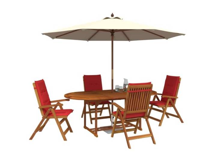 vidaXL 5-teiliges Garten-Esszimmer-Set Natur Massivholz Akazie Langlebiges Material, ideal für Gartenessgruppen, Bietet ein glattes Finish mit starker Haftung, Einfaches und funktionales