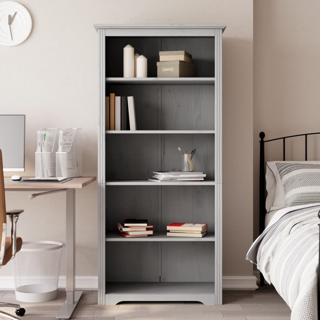 Rosalind Wheeler Bodo Bookcase "BODO" 82x40x173 cm Solid Wood Pine 5-Tier Grey