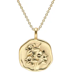 trendor 68002-03 Halskette mit Monatsblume März 925 Silber Vergoldet, 40 cm