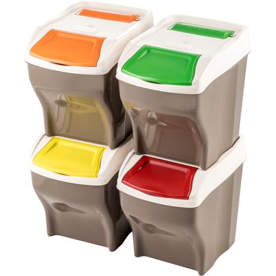 Mülltrennsystem BISCHOF BAMA "Abfallsammler-Set POKER 4 PLUS", grau (taupe), B:30cm H:37,5cm T:40cm, Polypropylen, Mülleimer, Mülltrennsystem, Made in Europe