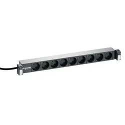 LK Powerpanel Actassi 19" 1HE9 stk. stik 2 pol med jord, farve: koksgrå med Quick Fix, USV Zubehör
