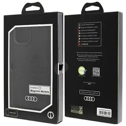 Audi Synthetic Leather MagSafe iPhone 15 Plus / 14 Plus 6.7" czarny/black hardcase AU-TPUPCMIP15M-GT (Apple iPhone 15 Plus), Smartphone Hülle, Schwarz