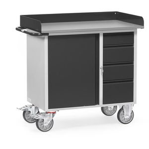 Fetra Werkstattwagen 12452-7016, Tragkraft 400kg, Montagewagen, 985 x 590mm, 1 Schrank & 4 Schübe