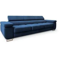 BETTSOFA MOSINE Blau Velours-Stoff mit Schlaffunktion