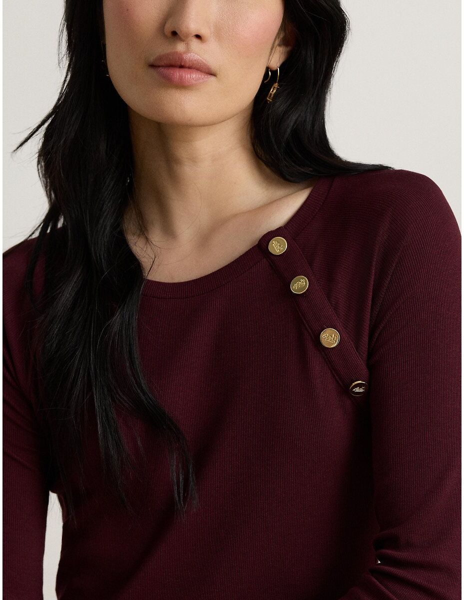 LAUREN RALPH LAUREN Robe pull midi col rond manches longues