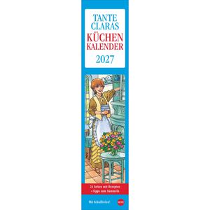 Heye Streifenkalender 1401, Tante Clara Küchenkalender, mit Rezepten und Haushaltstipps, 11 x 49 cm, Jahr 2027