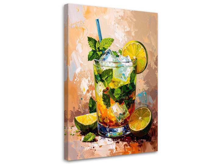 Feeby Leinwandbild Mojito Cocktail Getränk 70x100cm, Grün, Essen/Getränk, Rechteckig, 70x100 cm, Bilder & Rahmen, Bilder, Leinwandbilder