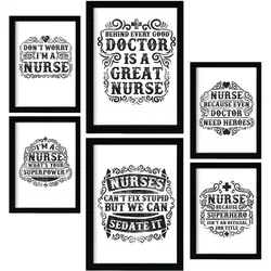 POSTER Set Mit 6 Krankenschwester In Rustikale Zitate A3 & A4 Weißer Rahmen