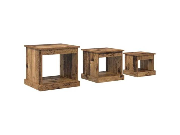 LASWWQMRF Couchtisch 3er Set Altholz-Optik Beistelltisch 3-teiliges Nesting Tischset aus robustem Holzwerkstoff. Vielseitig nutzbar als Nachttisch im Schlafzimmer oder Wohnzimmer.