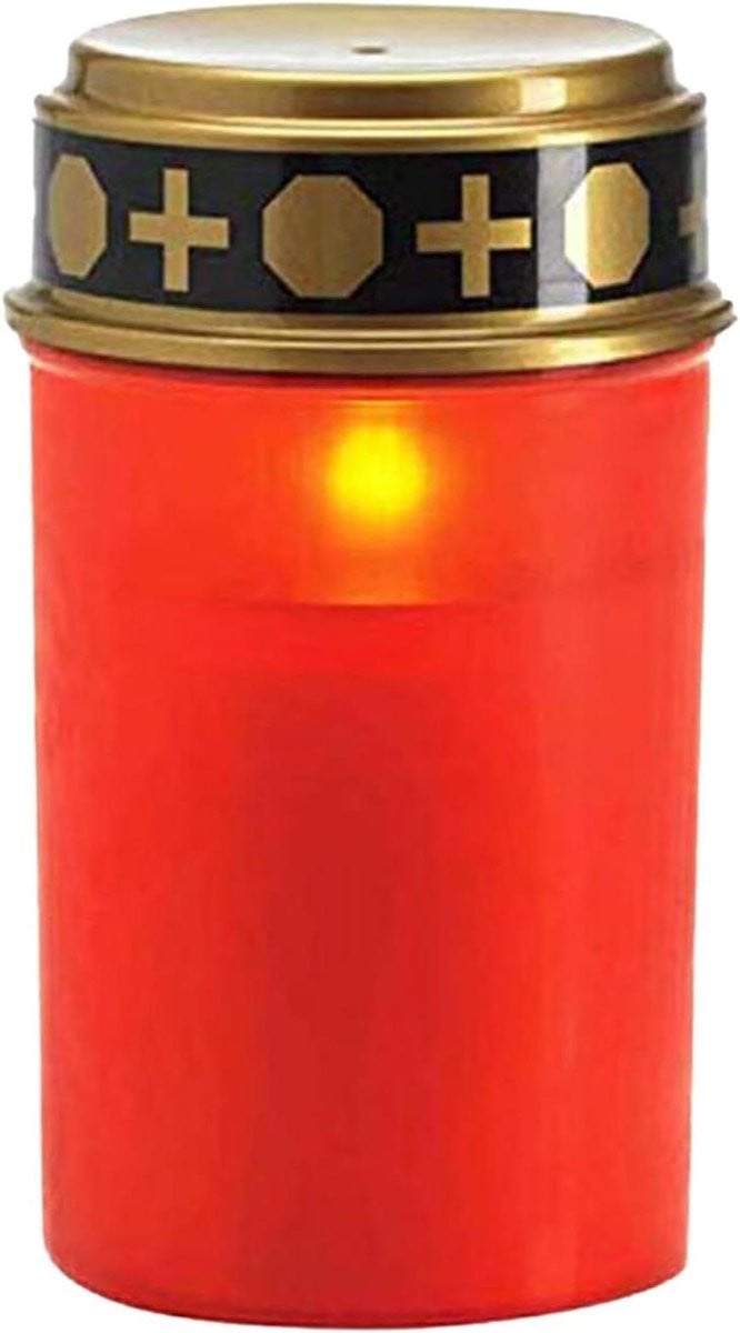 Begraafplaats Kaarslicht Rood - LED Graflicht op Zonne-energie - Hoogte: 12,3 cm