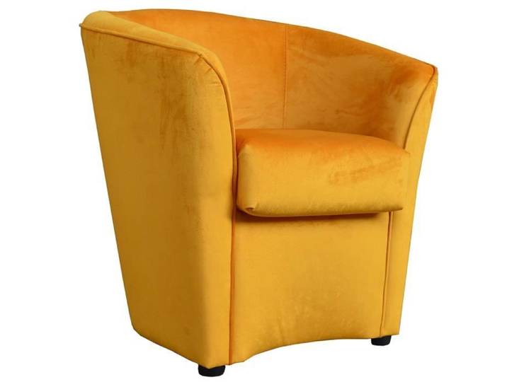 Fauteuil - JAUNE OCRE - Tissu Velours - Bois Massif - Confortable - Élégant