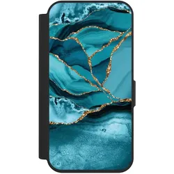 Nivocase Klapphülle für Apple iPhone 15 Pro Handyhülle aus Kunst Leder NIVOflip schwarz Edelstein Glitzer (Apple iPhone 15 Pro), Smartphone Hülle, Schwarz