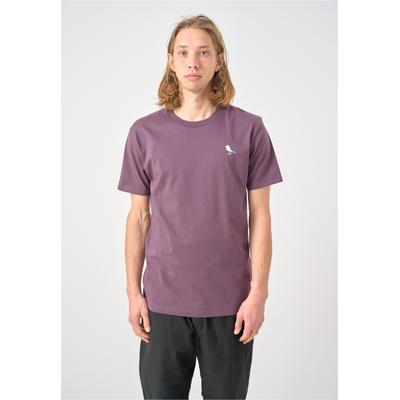 T-Shirt CLEPTOMANICX "Embro Gull", Herren, Gr. L, lila, 100% Baumwolle, bestickt, normal, Rundhals, Shirts T-Shirt, mit Gull-Stickerei