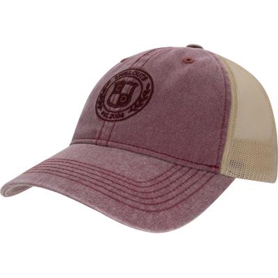 Baseball Cap CHILLOUTS "Milton Hat", Herren, rot (bordeaux), Materialmix, Caps, Vintage-Look Baseballkappe mit Wappen-Stickerei