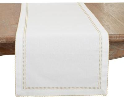Saro Lifestyle Detailed Edge Embroidery Table Runner