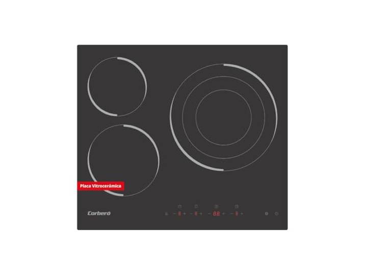 Corbero CCVM3574 Glaskeramik-Kochfeld mit 3 Zonen, Leistung 5700 W, Touch-Steuerung, große Zone 30 cm, Timer 99 Min, 9 Leistungsstufen, automatische Abschaltung, Kindersicherung