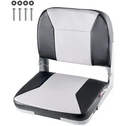 VEVOR 1 Stk. Bootssitz Bootsstuhl mit niedriger Rückenlehne klappbarer Fischerbootsitz mit dickem Schwammkissen & wasserdichtem PVC-Leder, Scharniere aus Aluminiumlegierung, Schwarz & Grau