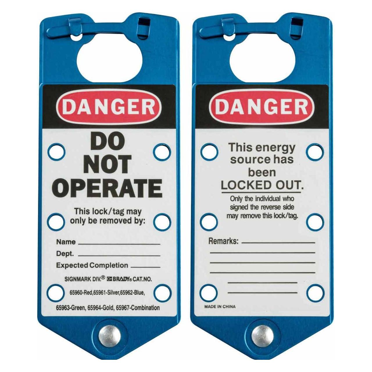 Brady etikettierter Anhänger, Blau, 76mm x 180mm, "Danger Do Not Operate.... etc", für nachträglic (065962)