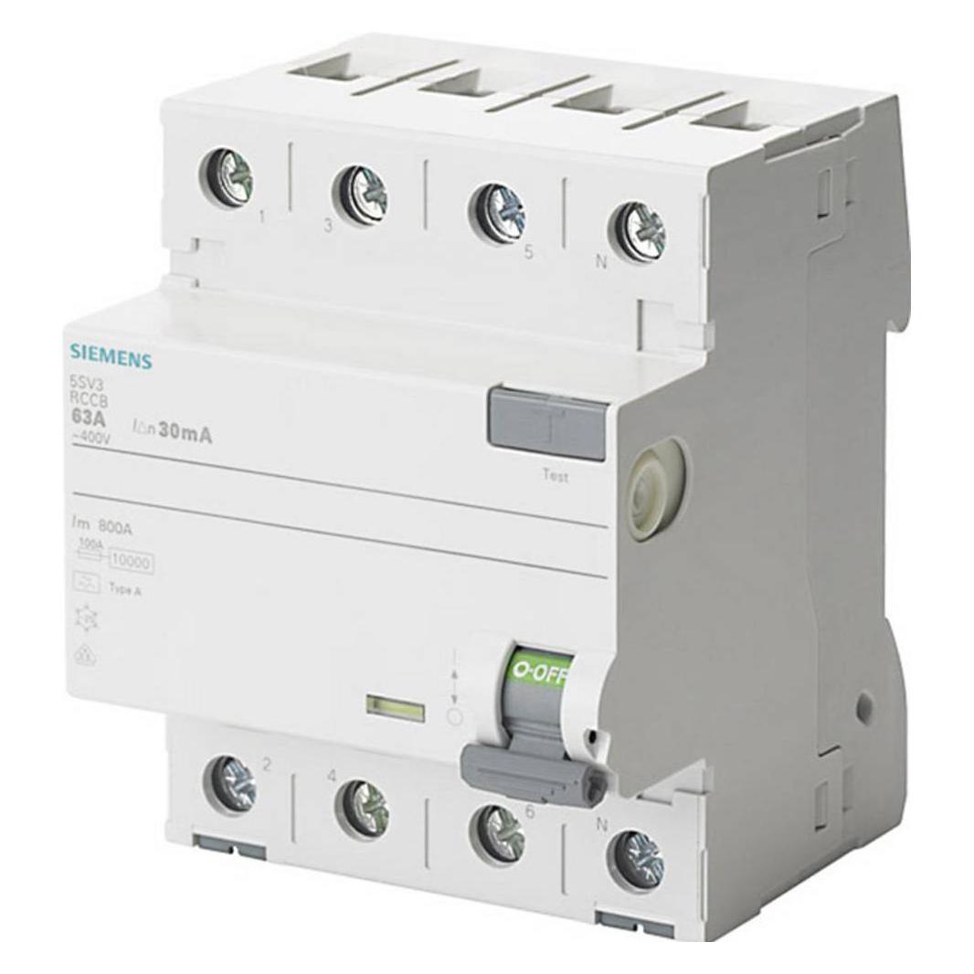 Siemens RCCB Type A 40A 3+N-pole 100mA 400V 4mW (5SV3444-6)