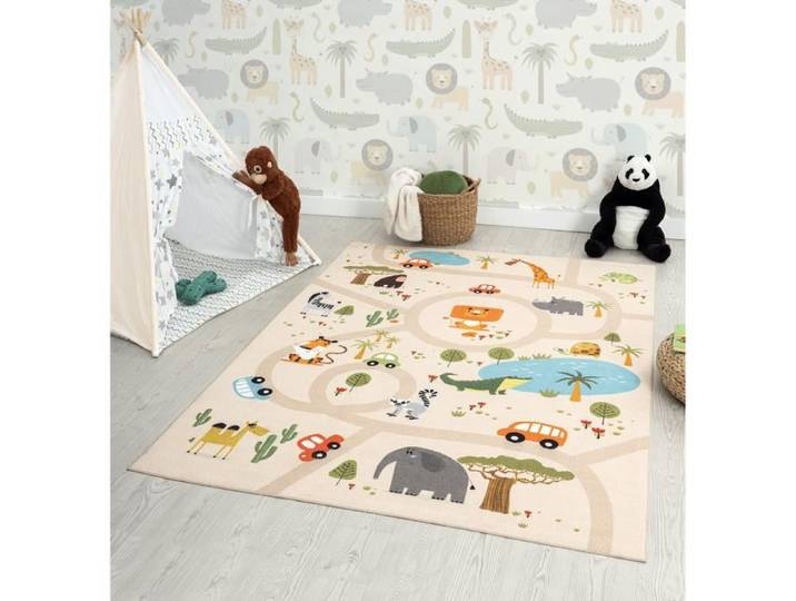 Tapis enfant - THE CARPET - Happy Kids - Beige - 200x290 cm - Antidérapant