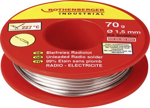 Rothenberger Industrial Bleifreies Radiolot 70g Lötzinn, bleifrei SN99Cu1