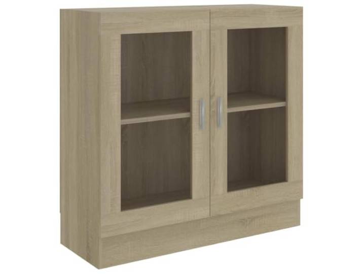 GHVBNMF Vitrinenschrank Sonoma-Eiche 82,5x30,5x80 cm Holzwerkstoff Stilvolle Anrichte mit Glasschutztüren für Wohnzimmer und Schlafzimmer. Bietet praktischen Stauraum für Bücher und Deko.