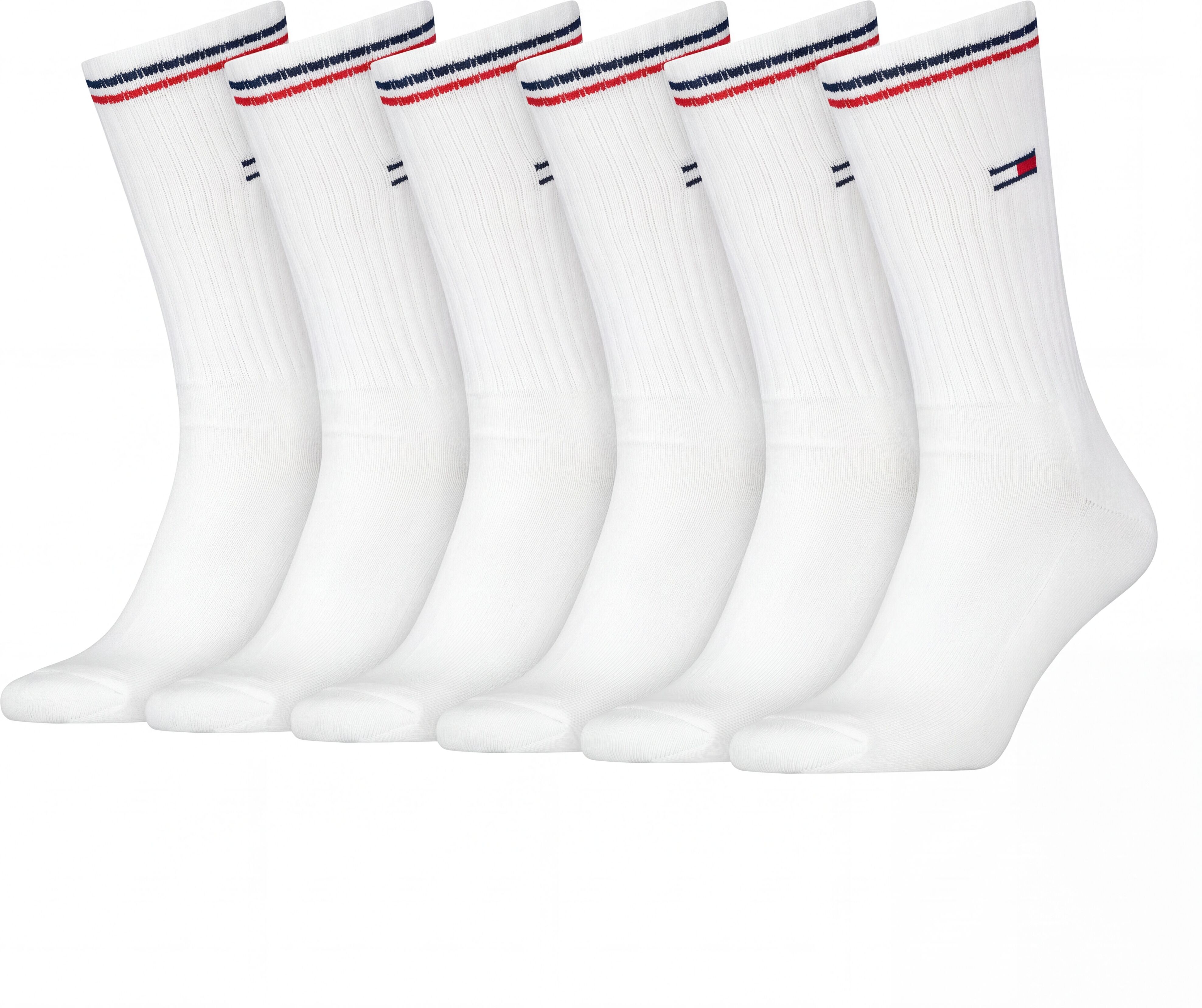 Socken TOMMY HILFIGER "TH UNI TJ SOCK 6P ICONIC", Damen, Gr. 35-38, Sockengröße, weiß, Baumwollmischung, Socken Socken, Verstärkte Ferse und Spitze für zusätzliche Strapazierfähigkeit