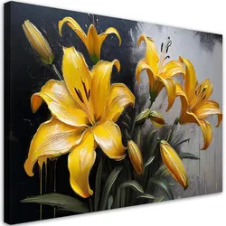WANDBILD blühende gelbe lilien blumen pflanzen