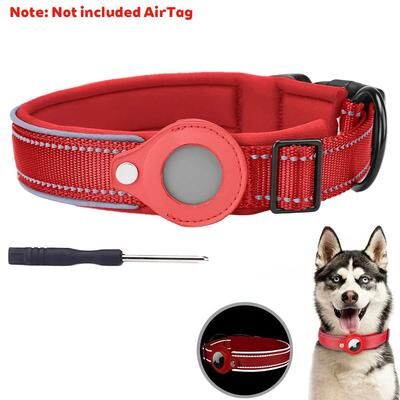 Uplift Treasures Reflective Waterproof Airtag Pet Collar red (no Airtag) xl 18.9021.65 In