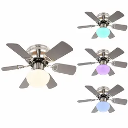 LED Deckenventilator Ventilator Wohnzimmerlampe Dimmbar Braun Glas H 28 cm
