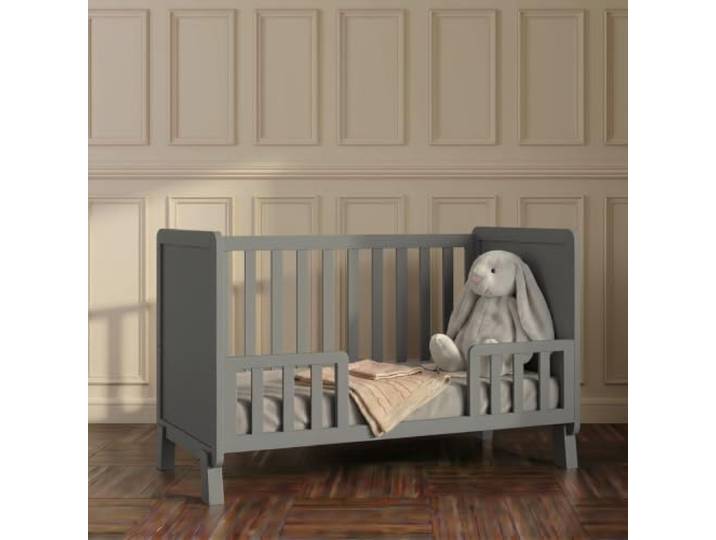 Love For Sleep Babybett Beistellbett 120x60cm mit Schaumstoffmatratze Grau Francis Kinderbett Baby Bett Holz - Kinderbett Babybett, Mitwachsend Gitterbett Baby Bed