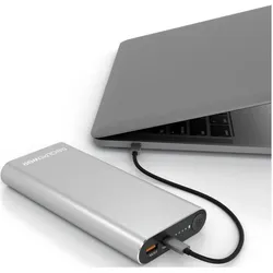 RealPower Powerbank PB-20000 PD Pro + 65 Watt USB C Charge (20000 mAh, 65 W, 72 Wh), Powerbank, Silber