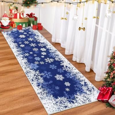 Garvee Romantic Snowflakes Indoor Washable Christmas Area Rug