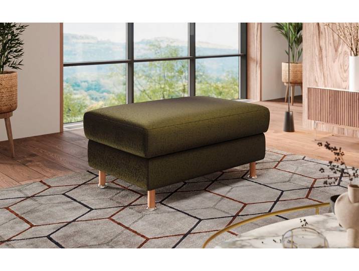 OTTO home Polsterhocker Calypso, Holzfuesse mit Metallteller