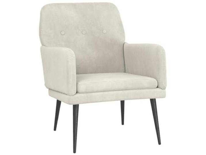 Heofavd Sessel Creme Samt Polstersessel Relaxsessel Metall 62x79x79 cm