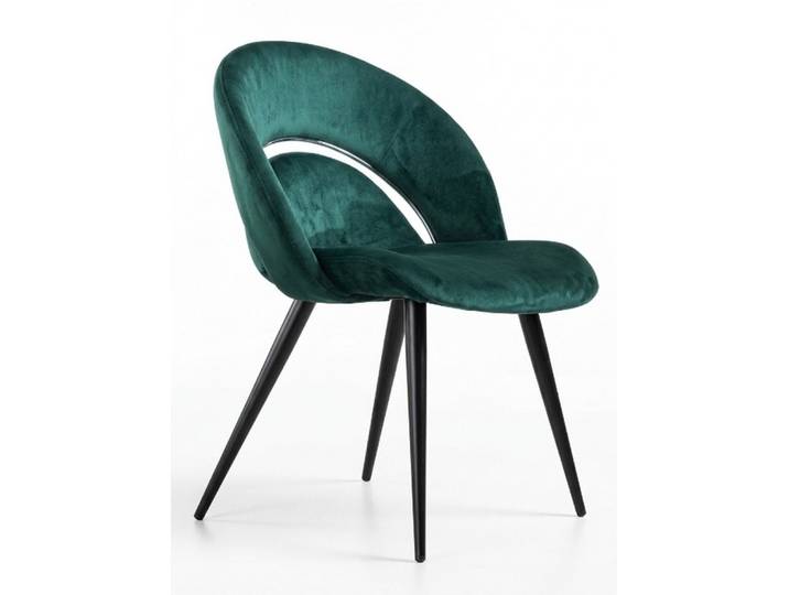JVmoebel Esszimmerstuhl Mid-Century Esszimmerstuhl Grün Velours Ovaler Schwarz (1-tlg)