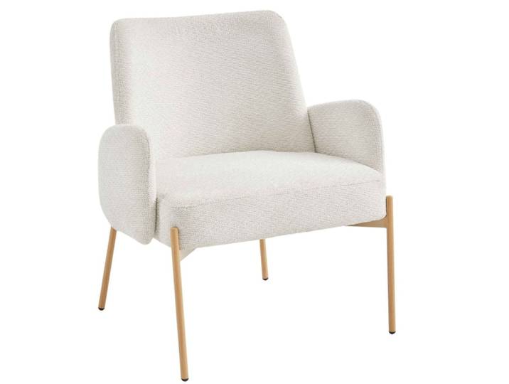 Fauteuil en tissu ikon coloris lin et métal chêne