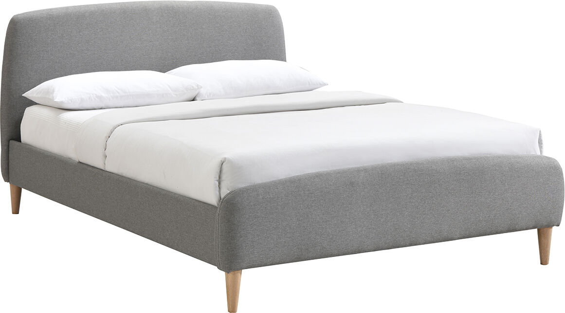 Miliboo Lit 2 places 140x200 cm en tissu gris NIELS