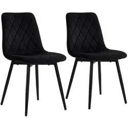 Relaxdays Samt Esszimmerstuhl Set Schwarz