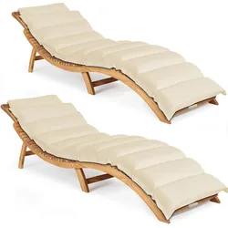 Casaria 2x Sonnenliege Geschwungen inkl. Auflage Creme