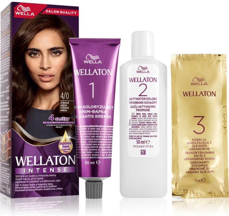 Wella Professionals Wellaton Intense Permanent-Haarfarbe mit Arganöl Farbton 4/0 Medium Brown 1 St.