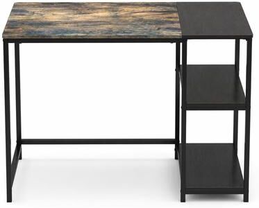 Fundinbaths "40"" Computer Desk with Reversible Storage Shelves, Rustic Brown Metal Frame Workstation"