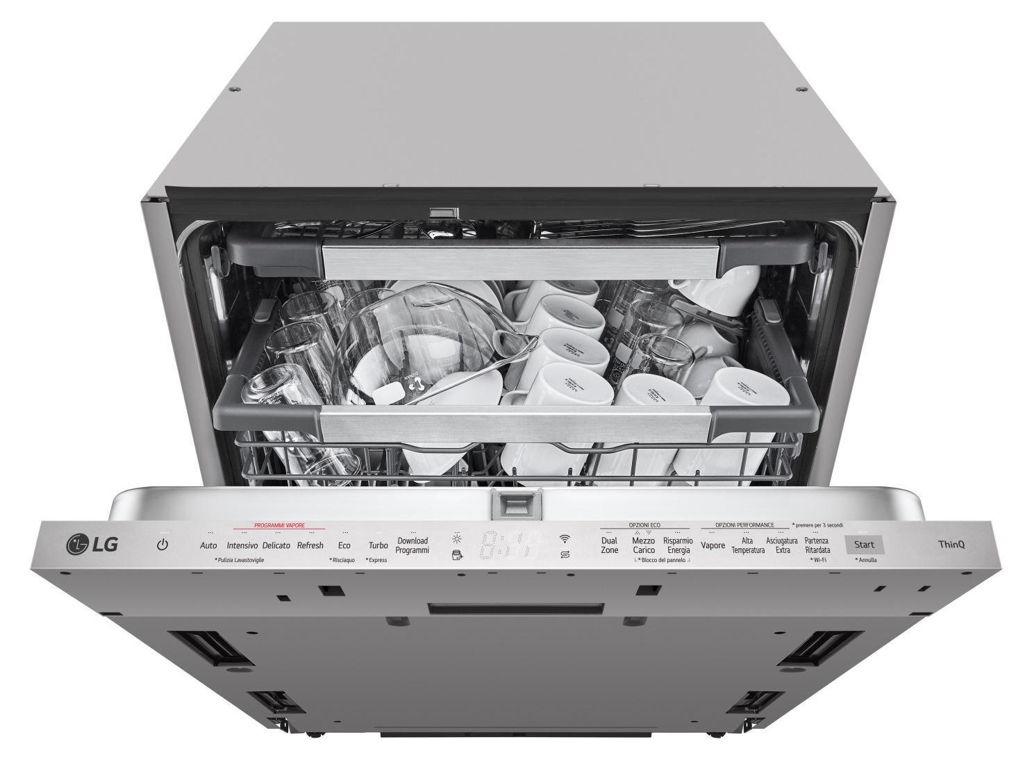 LG DB597TXS, Voll integriert, Standardgröße (60 cm), Berührung, 2 Korb/Körbe, Schublade, 14 Maßgedecke