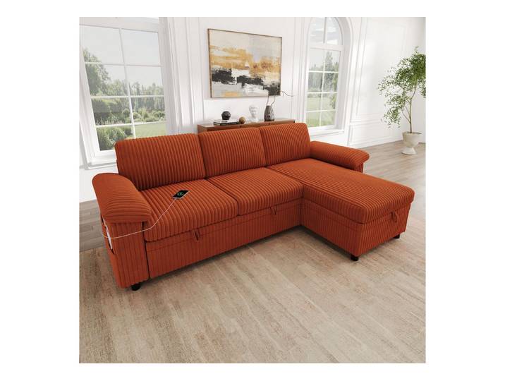 STILVORA Ecksofa L-förmiges Sofa mit verstellbarer Rückenlehne Ottomane mit Stauraum, Loungesofa mit Schlaffunktion und Ottomane, für Wohnzimmer, kleine Räume, Gästezimmer, Filmabende