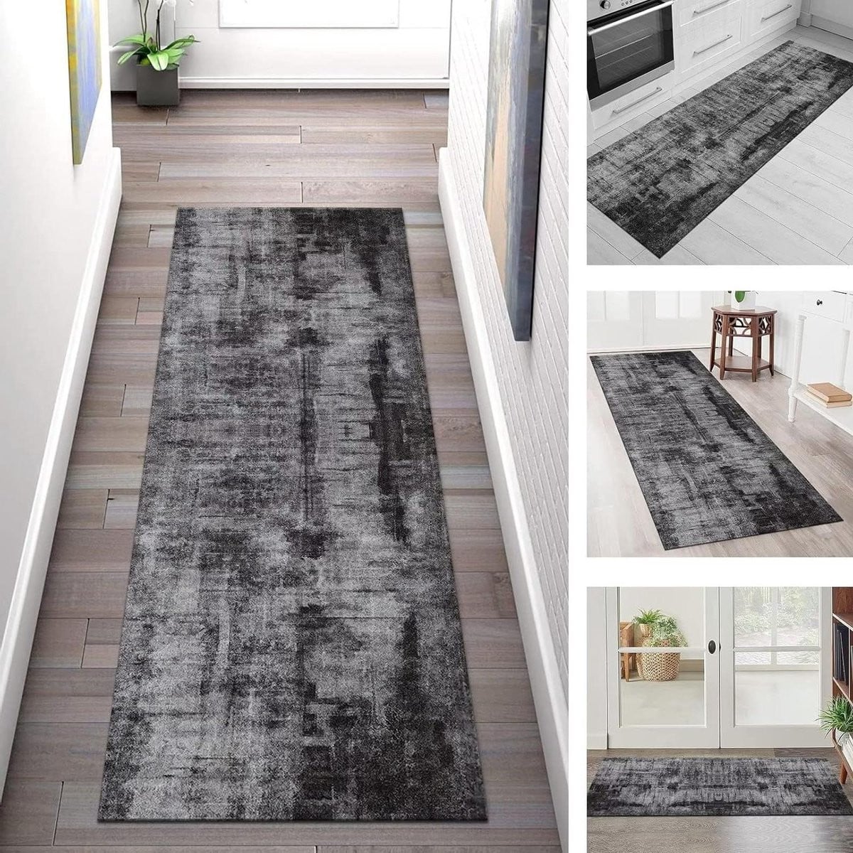 Keuken Runner Vloerkleed voor Gang en Keuken - Donkergrijs - 70 x 250 cm