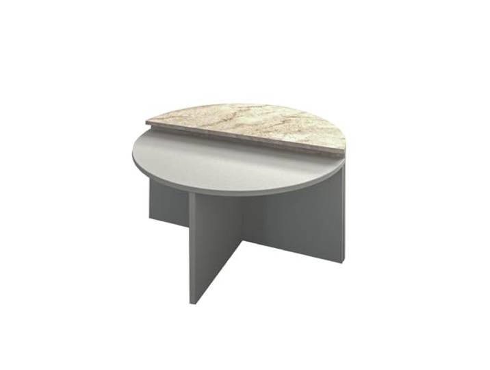 Hanah Home Modern Coffee Table Set (2 Pieces), Grey & Travertine, 70 cm 100% Melamine Coated Particle Board, 18 mm Thick Stylish Marble Design for Contemporary Living Spaces