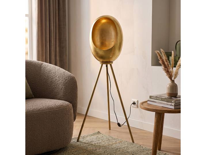 Vloerlamp E27 Eggy goud - Industrieel Design