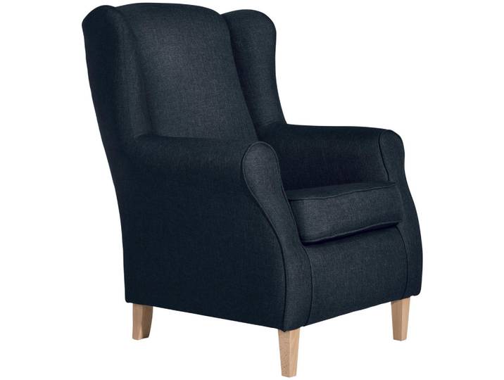 Max Winzer Ohrensessel, Dunkelblau, Holz, Buche, 77x103x86 cm, Goldenes M, Made in Europe, Wohnzimmer, Sessel, Sessel